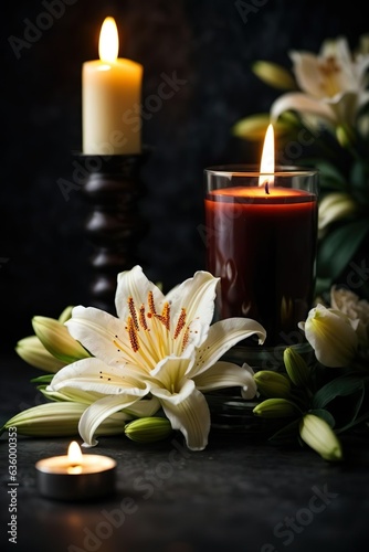 candle and flower