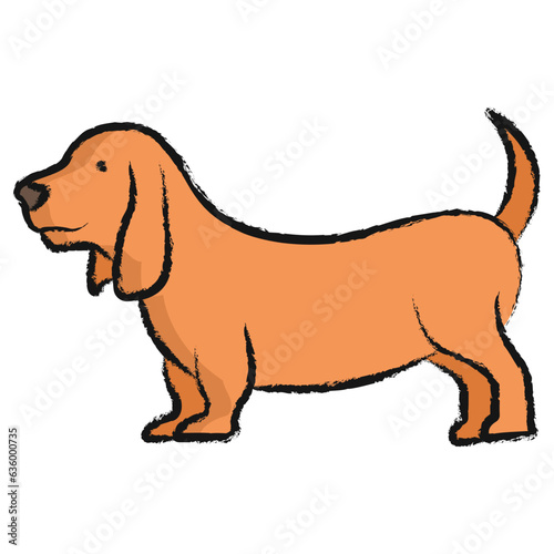 Hand drawn Basset Hound dog icon