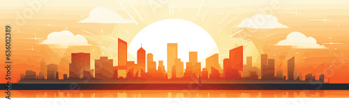 Fotografia sunrise city vector flat minimalistic isolated illustration