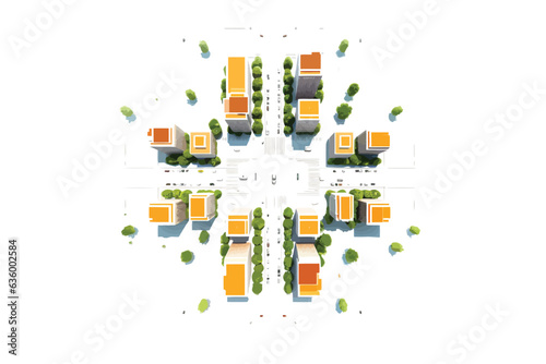 top view dron shot of city vector flat isolated illustration