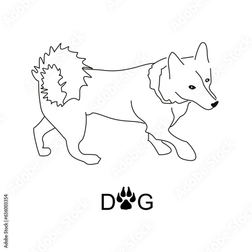 Drawing of an ordinary dog from the street without a breed. Gestalt design of funny pets.