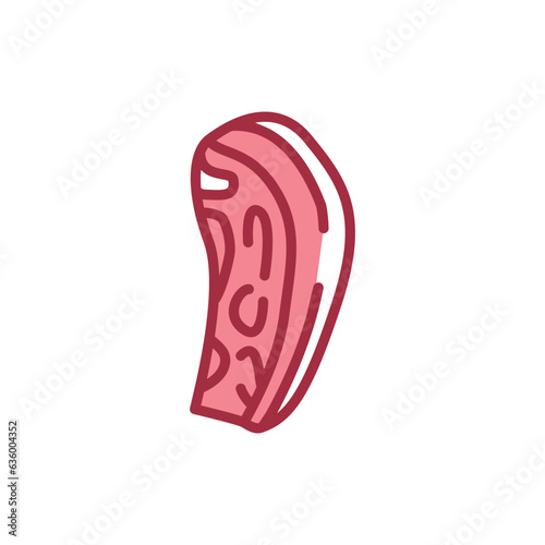 Beef brisket color line icon. Cutting meat.