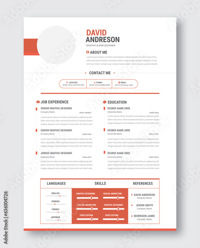 Clean and modern resume portfolio or cv template