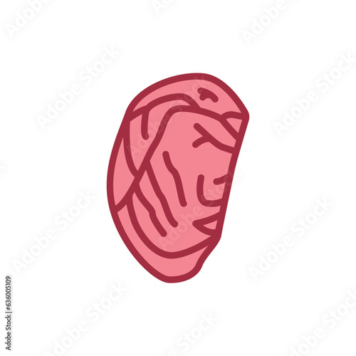 Ribeye beef steak color line icon. Cutting meat.
