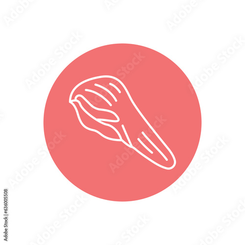 Beef tongue color line icon. Cutting meat.