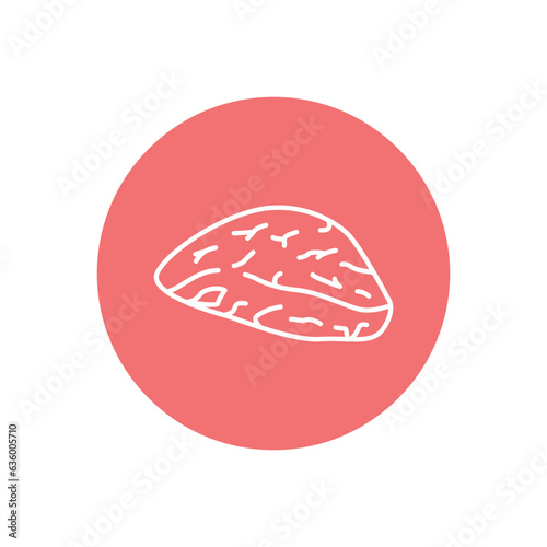 Beef rump color line icon. Cutting meat.