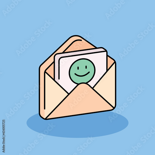 Good Review EnveloppeFree vector cartoon icon illustration. customer experience icon concept isolated . flat cartoon style