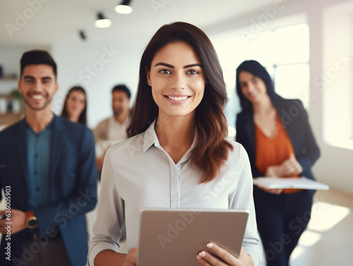 businesswoman with her team