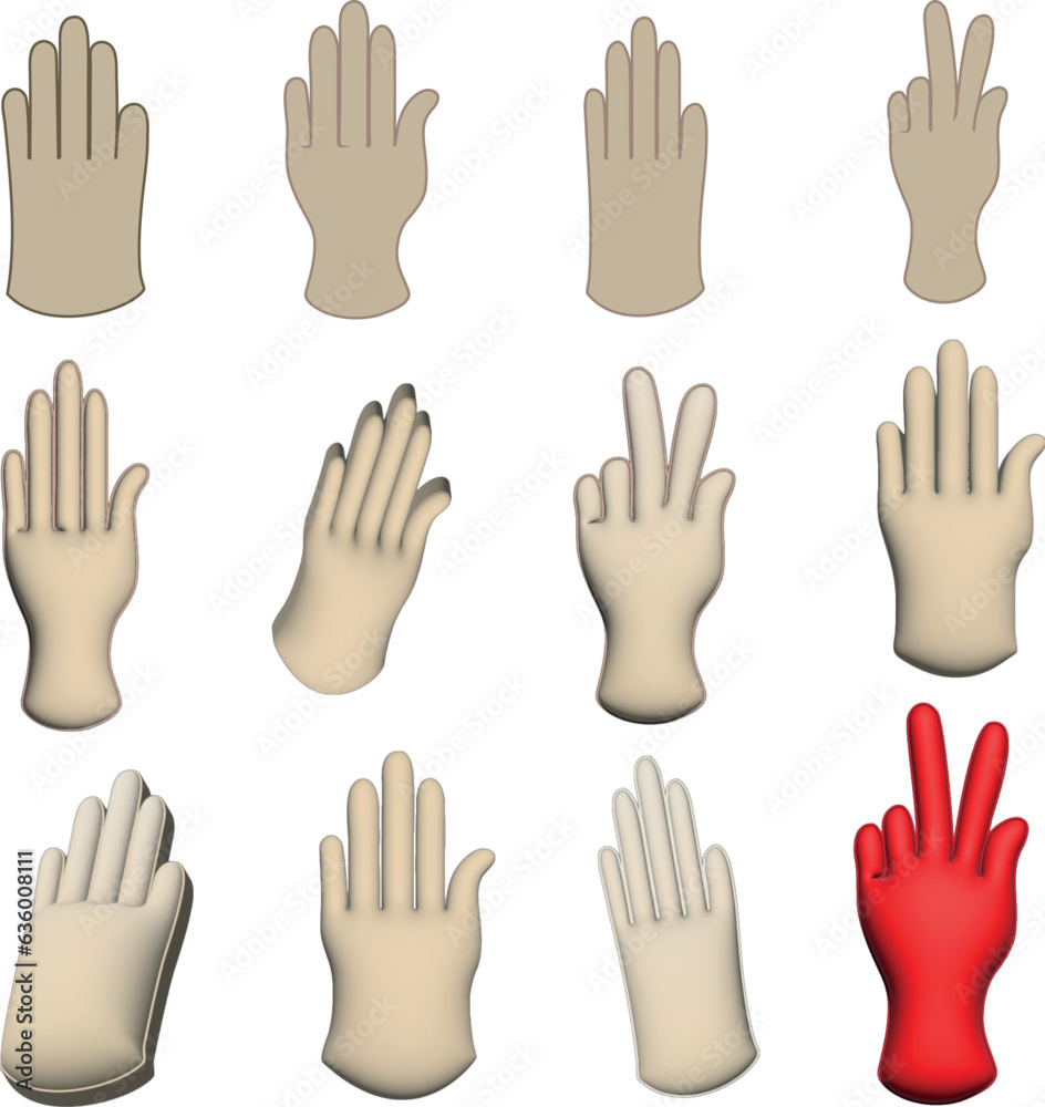 Ilustrace hands icons, symbols set. Cartoon set of hands vector icons for web design isolated on white background.