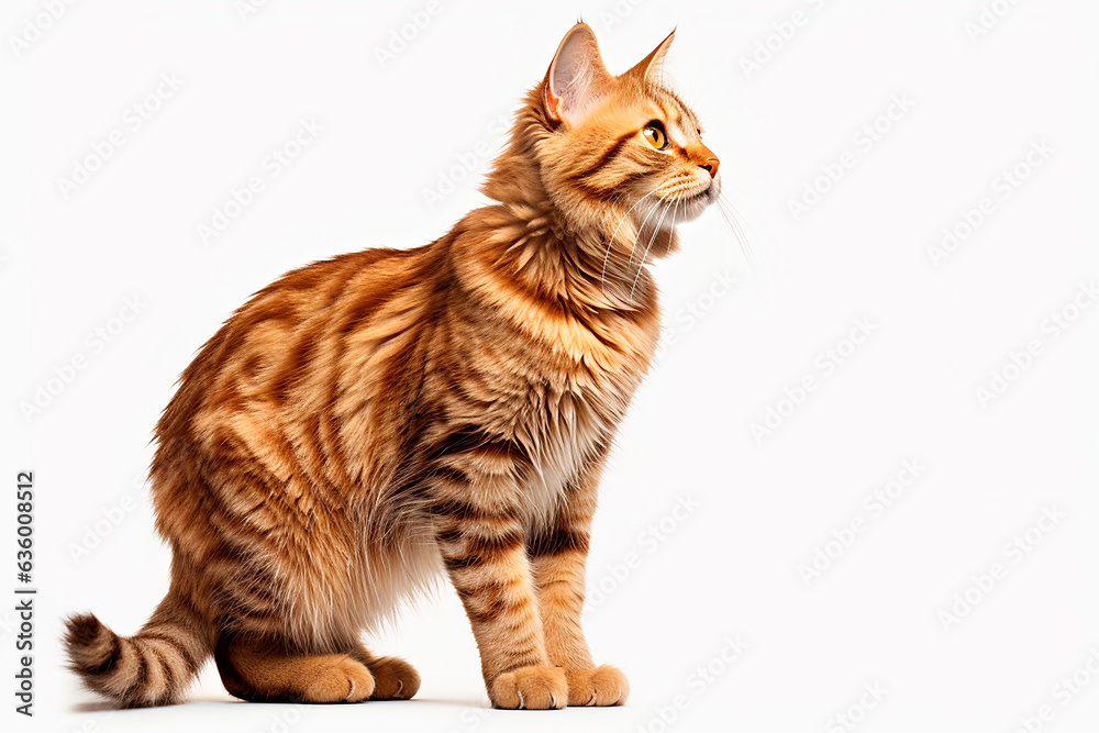 Cat isolated on a white background sitting. Animal front view portrait. Cat isolated on a white background sitting. Animal front view portrait.