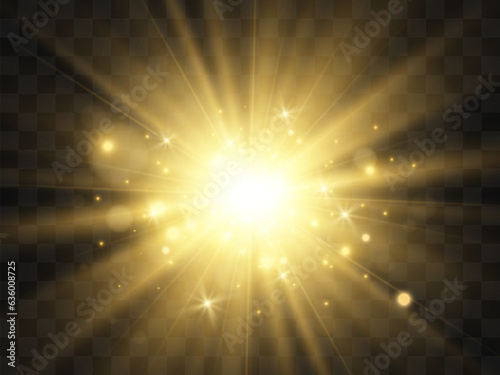 Bright beautiful star.Illustration of a light effect on a transparent background.
