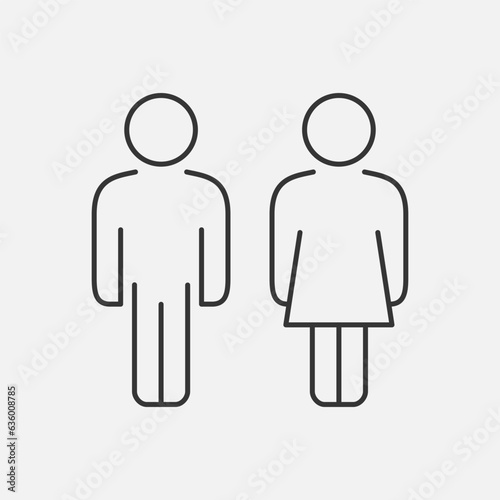 Man and woman line icons set. People, human signs. Male and female symbols. Girls and boys silhouette. Vector illustration. Isolated