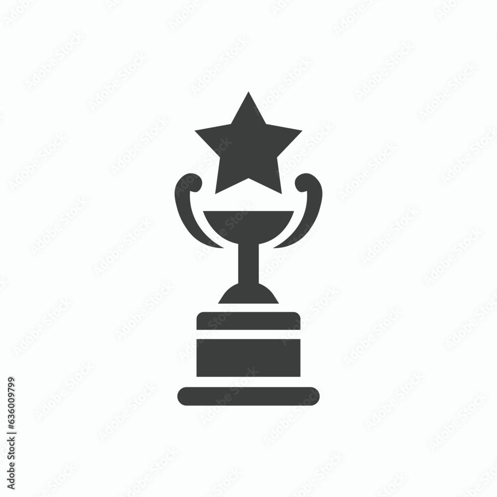 Award cup with star vector icon. Trophy cup glyph icon. Symbol, logo illustration. Vector illustration isolated on white background. Award cup with star vector icon. Trophy cup glyph icon. Symbol, logo illustration. Vector illustration isolated on white background.