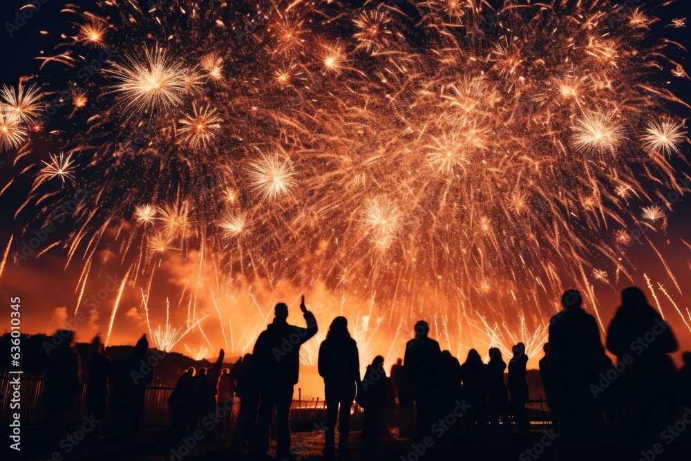 people watch the fireworks at the annual fireworks and bonfire night celebration 