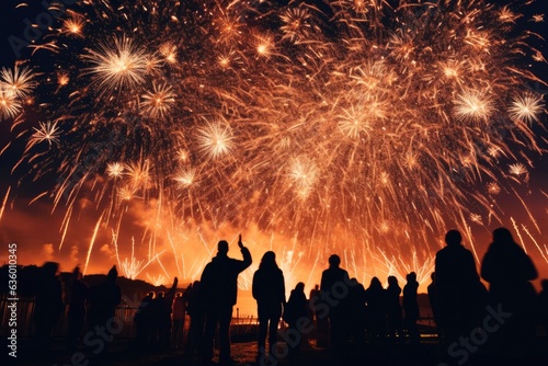 people watch the fireworks at the annual fireworks and bonfire night celebration 