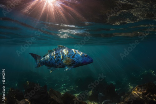 Fish in harmony  colorful reef. Magical ocean.  generative IA