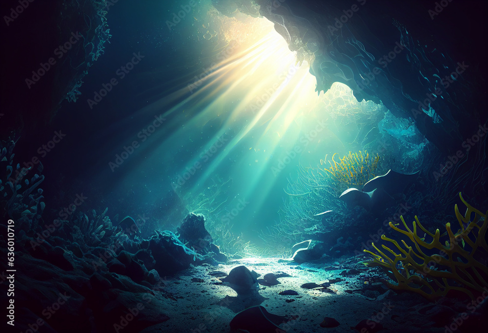 Beautiful underwater world. AI Generated
