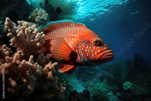 Exotic fish swim among colorful coral in crystal clear waters., generative IA