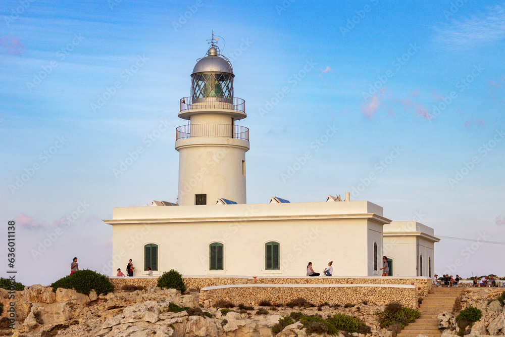 Sunset in Cavalleria lighthouse in the north of Menorca (Spain)