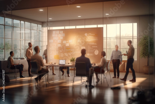 A team of investors and skilled engineers engage in a brainstorming session, gathered around a whiteboard, searching for new ideas and making plans. Generative Ai, Ai.