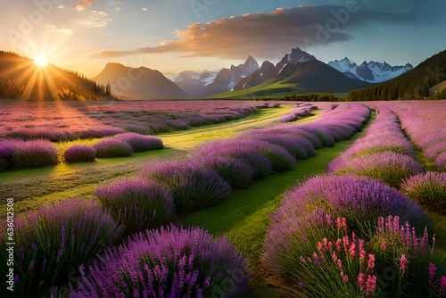 lavender field at sunset