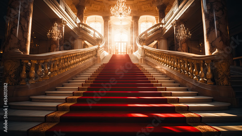 Red Carpet Luxury  Entrance with Gold Rope Barriers