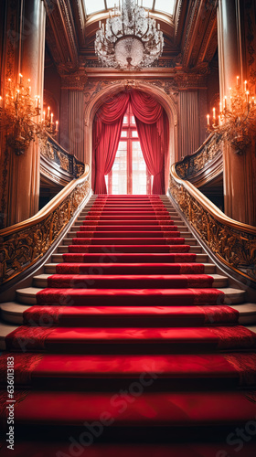 Red Carpet Luxury: Entrance with Gold Rope Barriers