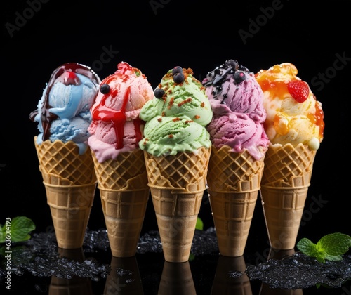 Imitated Material Awesomeness Waffle Cones & Ice Creams Embrace Aurorapunk Vibes - AI Generate