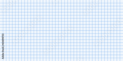 Sheet of graph paper with grid. Millimeter paper texture, geometric pattern. Blue lined blank for drawing, studying, technical engineering or scale measurement. Vector illustration