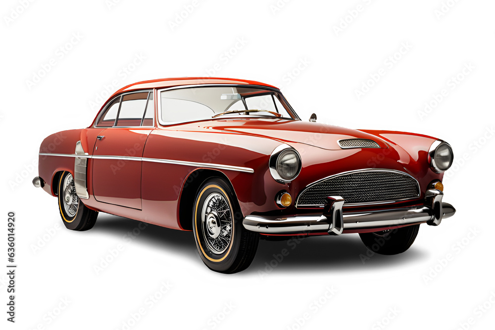 antique old car isolated on white background ,vintage sport car cut out ,generative ai