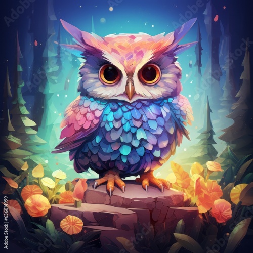 wise owl in a cartoon world, symbol of knowledge, Generative AI