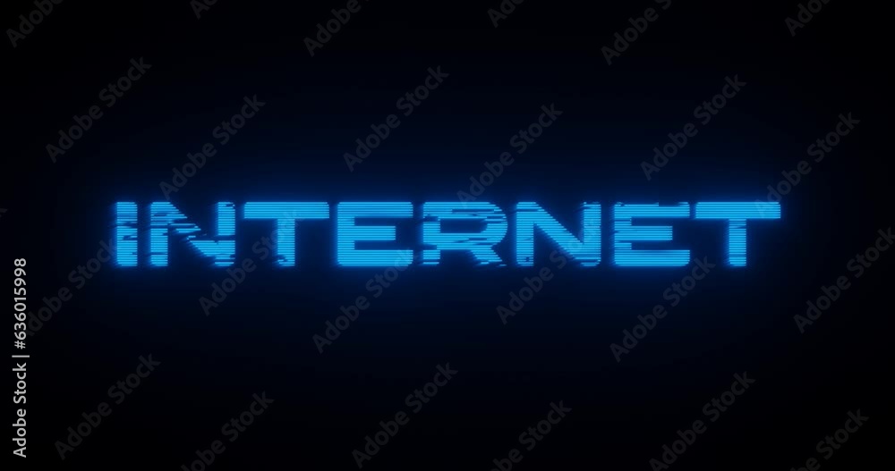 3d rendered animation of an INTERNET neon blue sign on a black background 3d rendered animation of an INTERNET neon blue sign on a black background