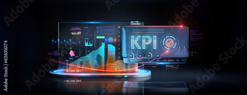 professional key performance indicator KPI metrics dashboard for sales and business results evaluation and review system to strategic business planning concepts, mobile app and screens chart analysis photo