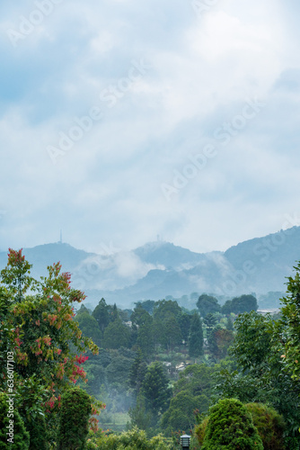 view of the cloudy mountains