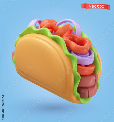 Tacos 3d cartoon vector icon