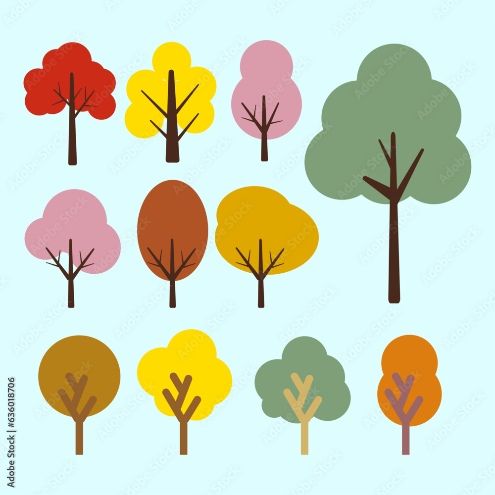 Conjunto de arboles. Variedad de arboles.