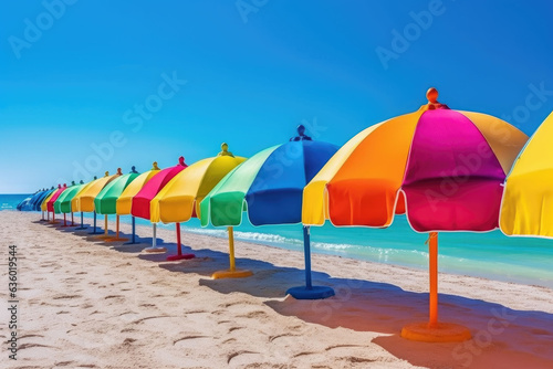Colorful umbrella on the beach © Schizarty