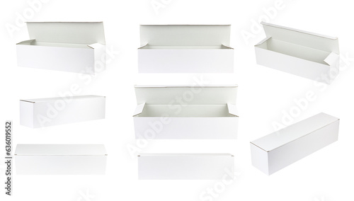 set box, blank white paper box empty, isolated from background