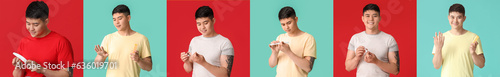 Collage of Asian man doing ...