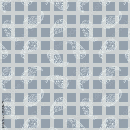 Paisley design with checkers vector repeat pattern