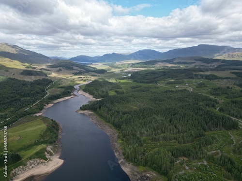 Aerial view of Laggan Dam in the Highlands of Scotland photo