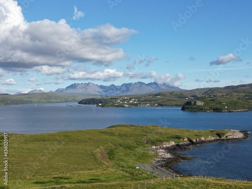 Aerial view of Loch Harport on the Isle of Skye in Scotland