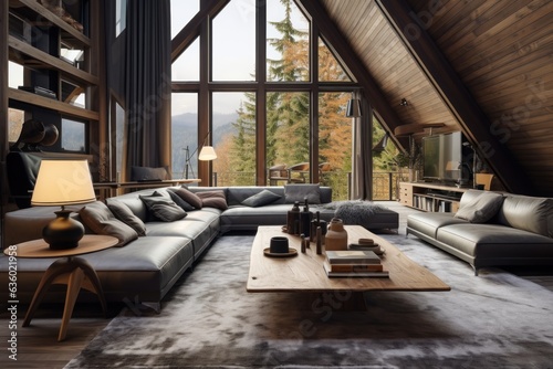 cozy living room with mountain view in the background. © John Martin