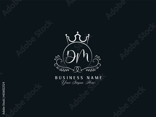 Minimalist DM Feminine Logo, Floral Luxury Dm Logo Icon Design