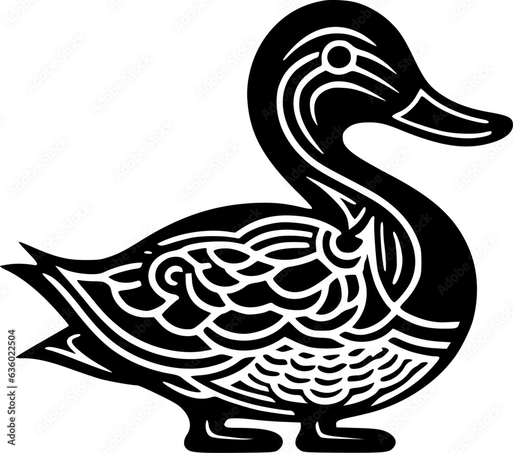 Duck - Black and White Isolated Icon - Vector illustration Duck - Black and White Isolated Icon - Vector illustration