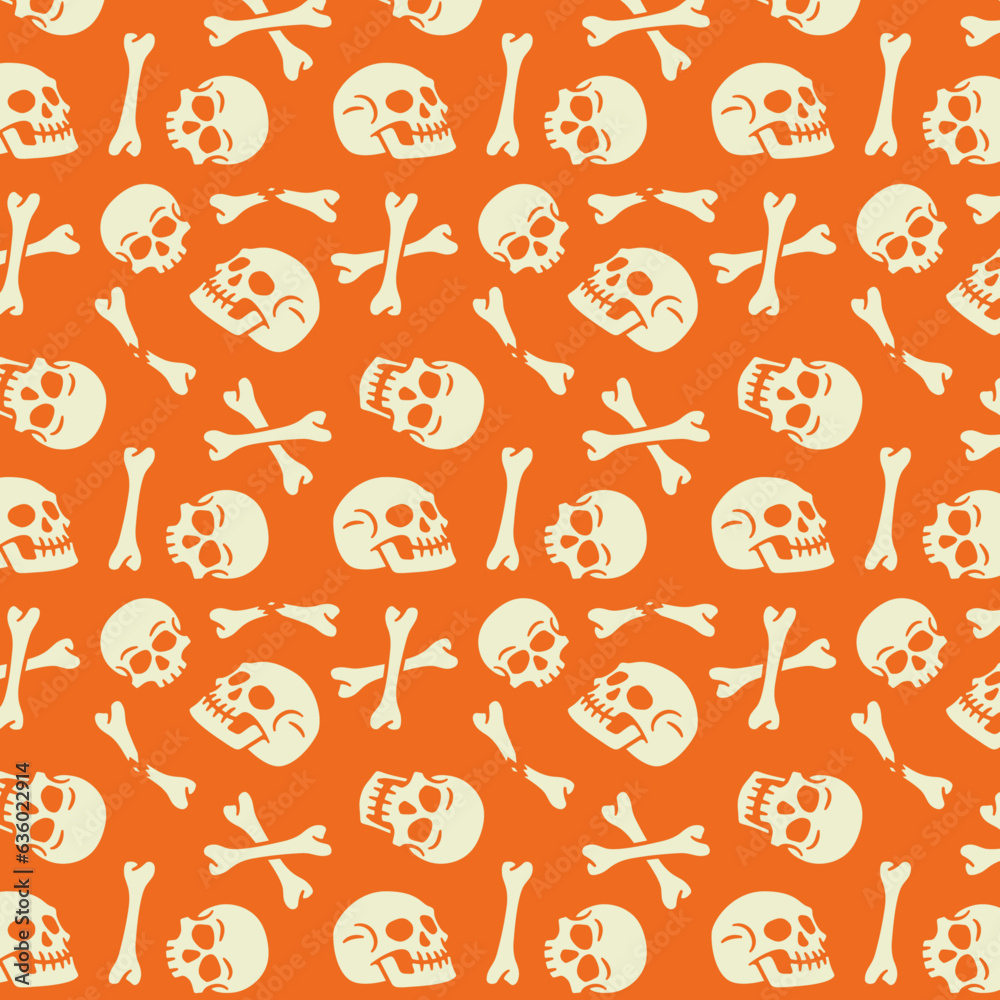 Halloween Skulls and Bones Seamless Pattern. Spooky Vector Texture. Illustration Wallpaper Halloween Skulls and Bones Seamless Pattern. Spooky Vector Texture. Illustration Wallpaper