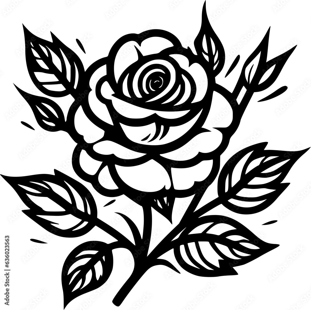 Roses | Black and White Vector illustration
