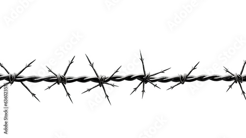Fotografia Isolated barb wire fence on white background. silhouette concept