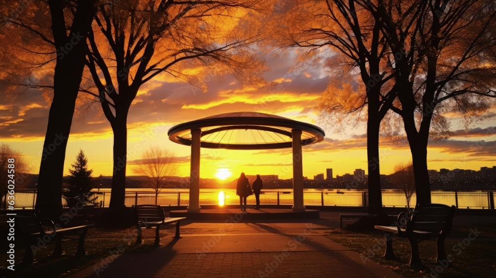 Denver City Park offers beautiful views of the sunset. silhouette concept
