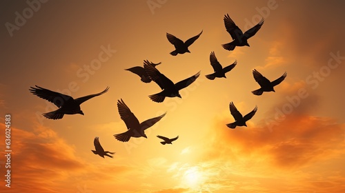 isolated birds silhouetted
